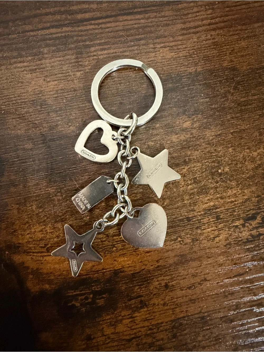 Coach Pink & Purple Heart and Star Charm Keychain